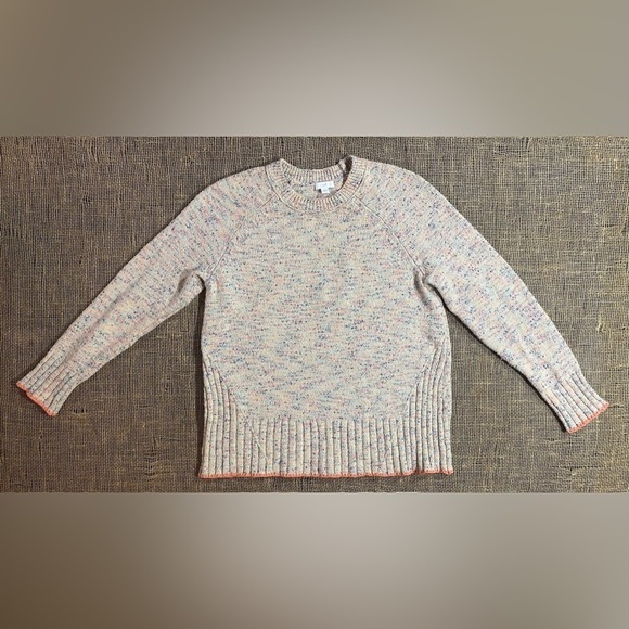 J. Jill Sweaters - J. Jill Oatmeal Multicolored Speckled Sweater, Sz M, Crew Neck, Ribbed Hem